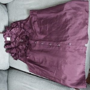 J Crew Silk  Ruffle Eggplant top